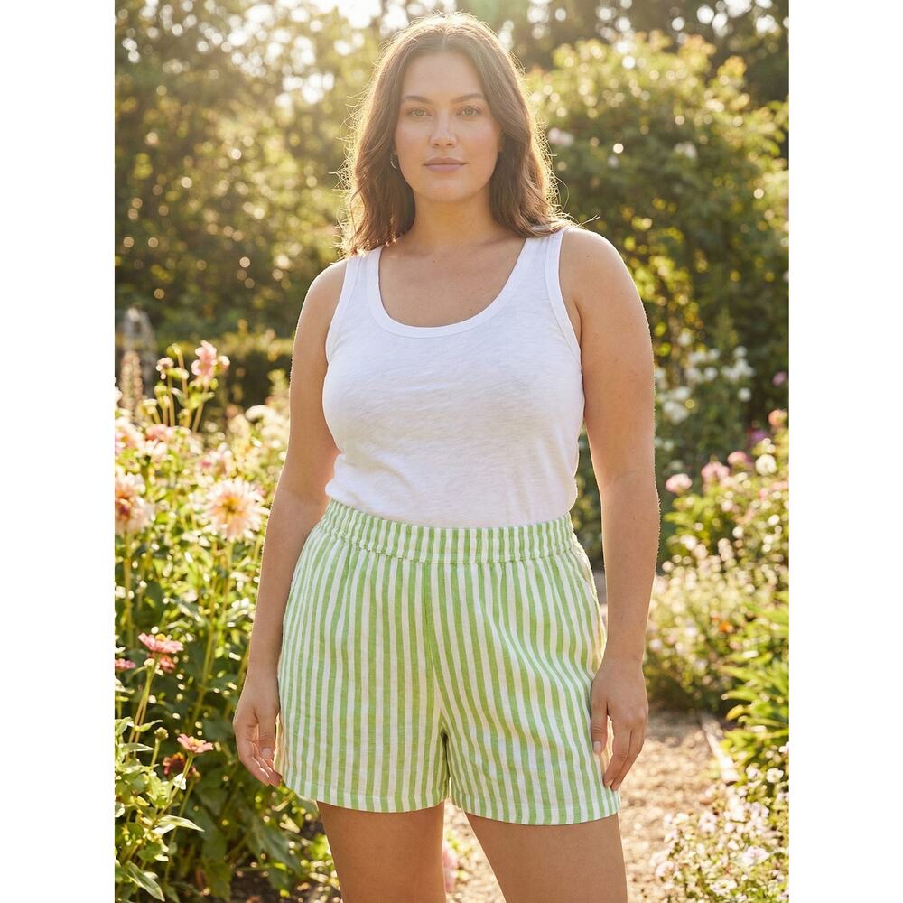Old Navy Womens 2X Coastal Resortwear Preppy Nautical Linen Beach Pull On Shorts - Picture 2 of 10